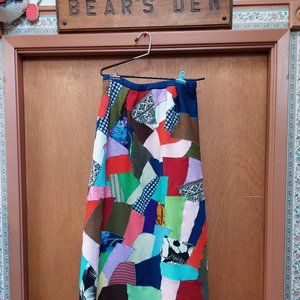 Vintage maxi skirt S M L elastic waist handmade diy quilt 70s 80s festival y2k